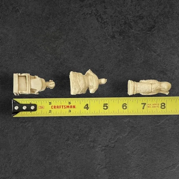 Vintage Chinese Resin Figurines Set of 6 Faux Ivory Decor Mid Century Intricate‎